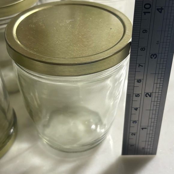 Vintage case of 12 Dominion glass 7.5 oz jelly tumblers / glasses with lids - Picture 9 of 13